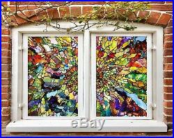 3D Retro Color O449 Window Film Print Sticker Cling Stained Glass UV Block Am