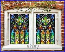 3D Retro Color Pattern R132 Window Film Print Sticker Cling Stained Glass UV Su