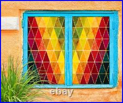 3D Triangle Color B22 Window Film Print Sticker Cling Stained Glass UV Block Sin 3D Triangle Color B22 Window Film Print Sticker Cling Stained Glass UV Block Sin