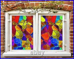 3D Warm Color Block R069 Window Film Print Sticker Cling Stained Glass UV Sunday