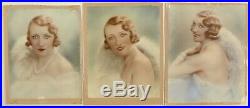 3 Photos Raised Woman 1932 Gouache + Chalks Mounted Print Film Cameras