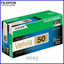 5 Rolls Fujifilm FUJI PRO Velvia 50 ISO Reversal RVP Color 120 Slide Film