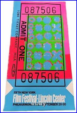 Andy Warhol, Ticket, 1967, 5th Nyc Film Festival, Color Screen Print, Ltd Ed 500