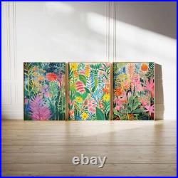 Botanical Set of 3 Prints Colourful Boho Floral Wall Art Botanical Poster Tropic