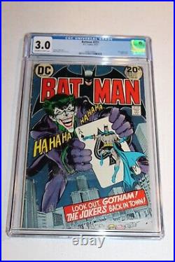 CGC 3.0 Batman 251 1973 Classic Neal Adams Joker Card Cover HTF