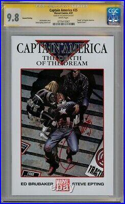 Captain America #25 2nd Print Cgc 9.8 Signature Series Signed Joe Quesada Movie