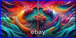 Colourful Futuristic Abstract (2) set of 2 square canvas / poster