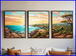 Cool Colors Abstract Acadia National Park Panorama Painting Travels in Maine Tri