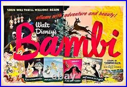 Disney Bambi Movie Film Poster Technicolor Walt Disney 2-Page Vtg Print Ad