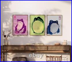 Japanese Set of 3 Frog Posters Psychedelic Japanese Frog Prints Colourful Frogs