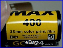 Kodak MAX ISO 400 27 Deg 35mm Roll Color Print Negative Film 24 Exposures C41