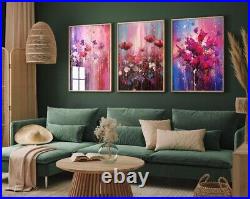 Lavenders Painted in Bold Colourful Brush Strokes Set of Three Flower Art Prin