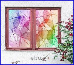 Leaves Colorful P290 Window Film Print Sticker Cling Stained Glass UV Block Su