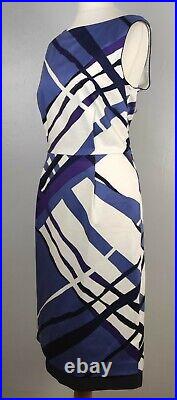 Max Mara Dress Size 14 Blue Sleeveless Shift Dress Geometric Print New