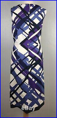 Max Mara Dress Size 14 Blue Sleeveless Shift Dress Geometric Print New