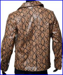 Men Print Snake Skin Real Sheepskin Leather Blazer Sport Classic Coat Jacket Men Print Snake Skin Real Sheepskin Leather Blazer Sport Classic Coat Jacket