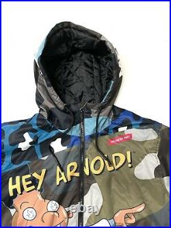 Mens Members Only X Hey Arnold Nickelodeon Puffer Jacket Coat All Over Print L