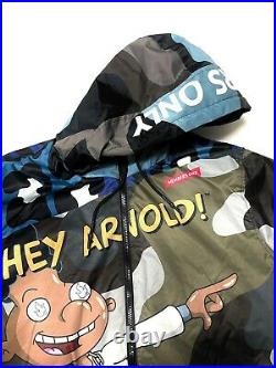 Mens Members Only X Hey Arnold Nickelodeon Puffer Jacket Coat All Over Print L