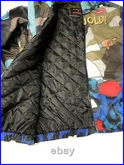 Mens Members Only X Hey Arnold Nickelodeon Puffer Jacket Coat All Over Print XL