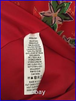 NEW with Tags $526 Silk Red Florida Print Dress Anna Sui Size 2 USA