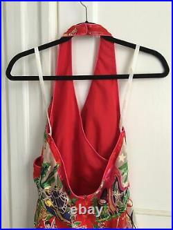 NEW with Tags $526 Silk Red Florida Print Dress Anna Sui Size 2 USA