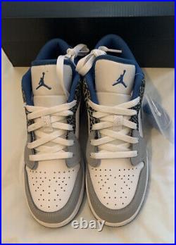Nike Air Jordan 1 Low True Blue Trainer Elephant Print Grey Shoe Size Uk 6 New