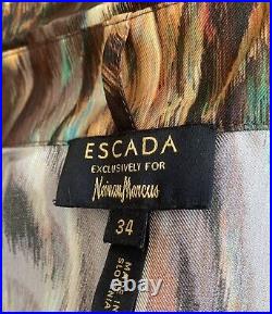 Rare Escada Margaretha Ley Silk Shirt 34 Animal Print Fantasy Brown Tortoise