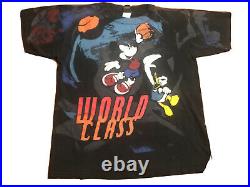 Rare Vintage 90s DISNEY Mickey Mouse Daffy Basketball All Over Print Shirt & HAT