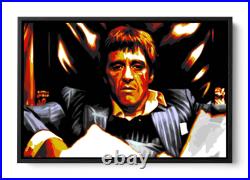 Scarface Tony Montana Film CANVAS FLOATER FRAME Wall Art Print Picture