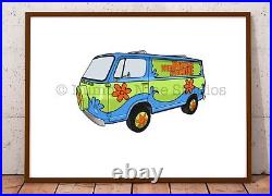 Scooby Doo Mystery Machine Colour Edition Illustration, quality, signed by artist
