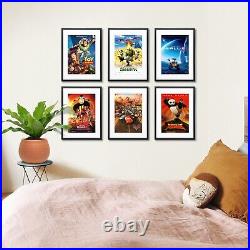 Set of 6 Disney Pixar Kids Animated Film Poster Prints Colorful Wall Art Decor