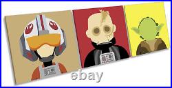 Star Wars Characters Film Set of 3 CANVAS WALL ART Print Treble Multi-Coloured