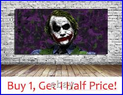 THE JOKER WALL ART PRINT Handmade Batman Heath Ledger Movie Canvas COLOUR