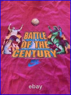 VTG Nike Godzilla Vs Charles Barkley Long Sleeve TShirt 1992 Single Stitch 21x26