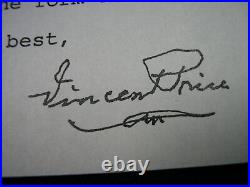 Vincent Price Typed Letter Signed In Print And A Big Size Color Photograph