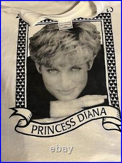 Vintage 90s Princess Diana Queen Of Hearts RARE White T Shirt Size Large