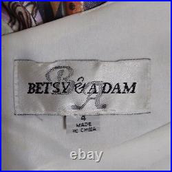 Vintage Betsey & Adam Retro Multicolored Print Cutout Back Halter Prom Dress US4