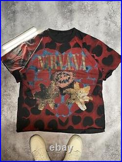 Vintage Giant By Tultex Nirvana Heart Shaped Box T Shirt Mens XL All Over Print