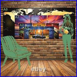 Walk in the rain colourful artwork set of 3 art triptych canvas / poster